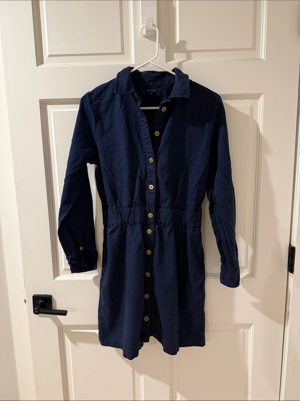 J. Crew Navy Button-Front Mini Dress